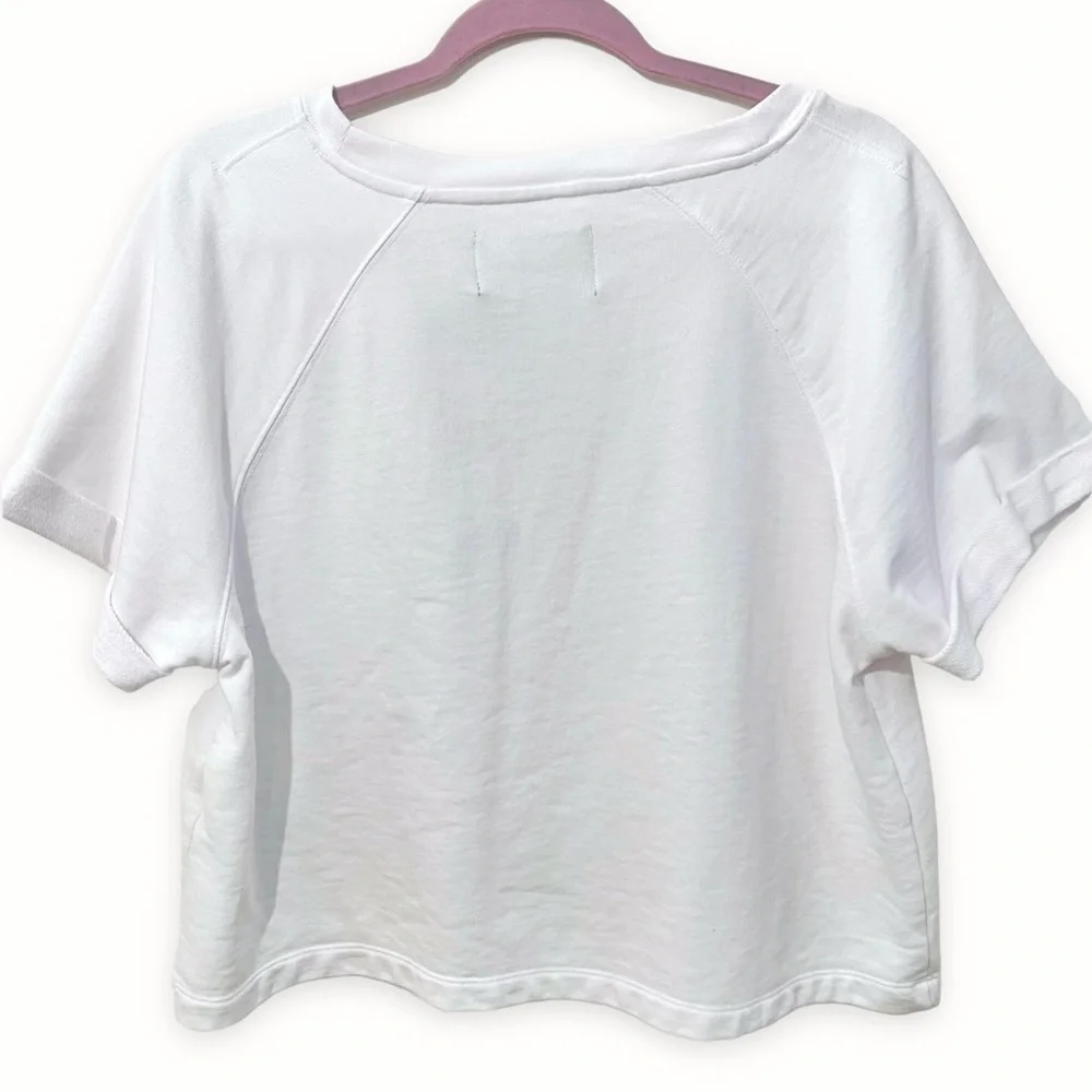 NWT Calvin Klein White Logo Short Sleeve Crop Top Size Large - Picture 2 of 13